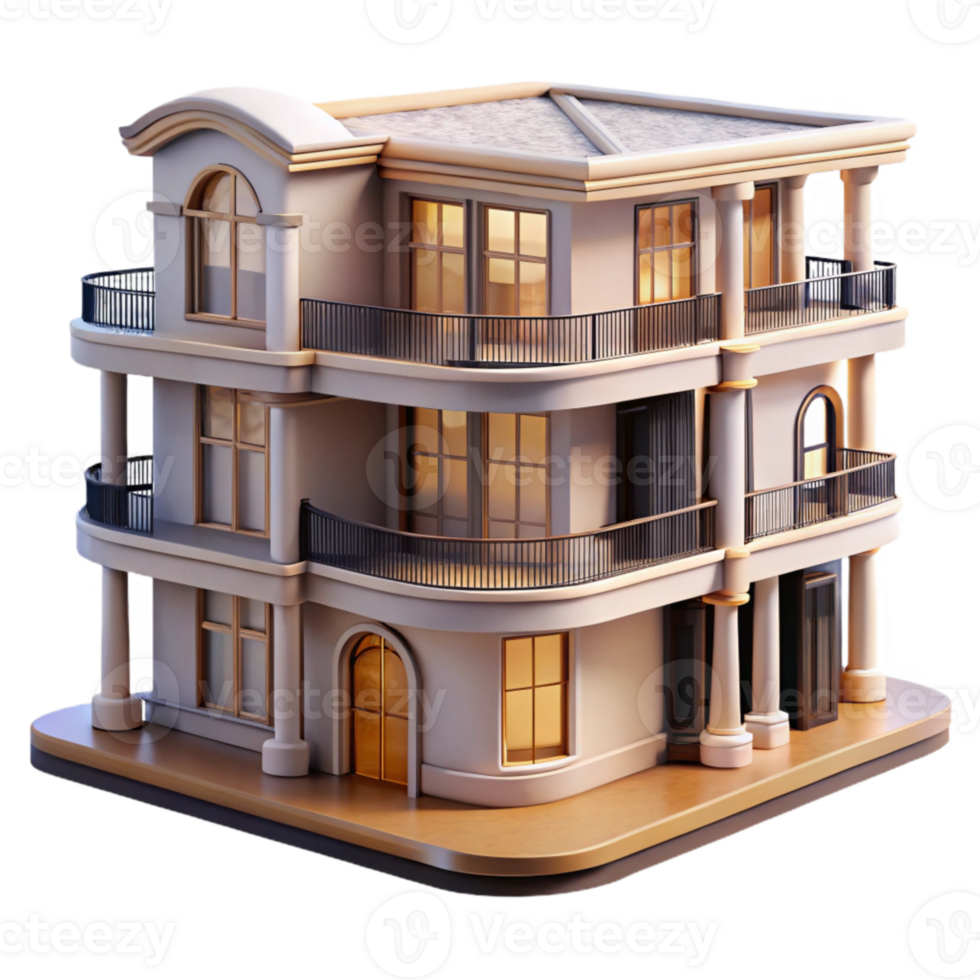 dramatic artistic Luxury Apartment with Balcony Isolated detailed png