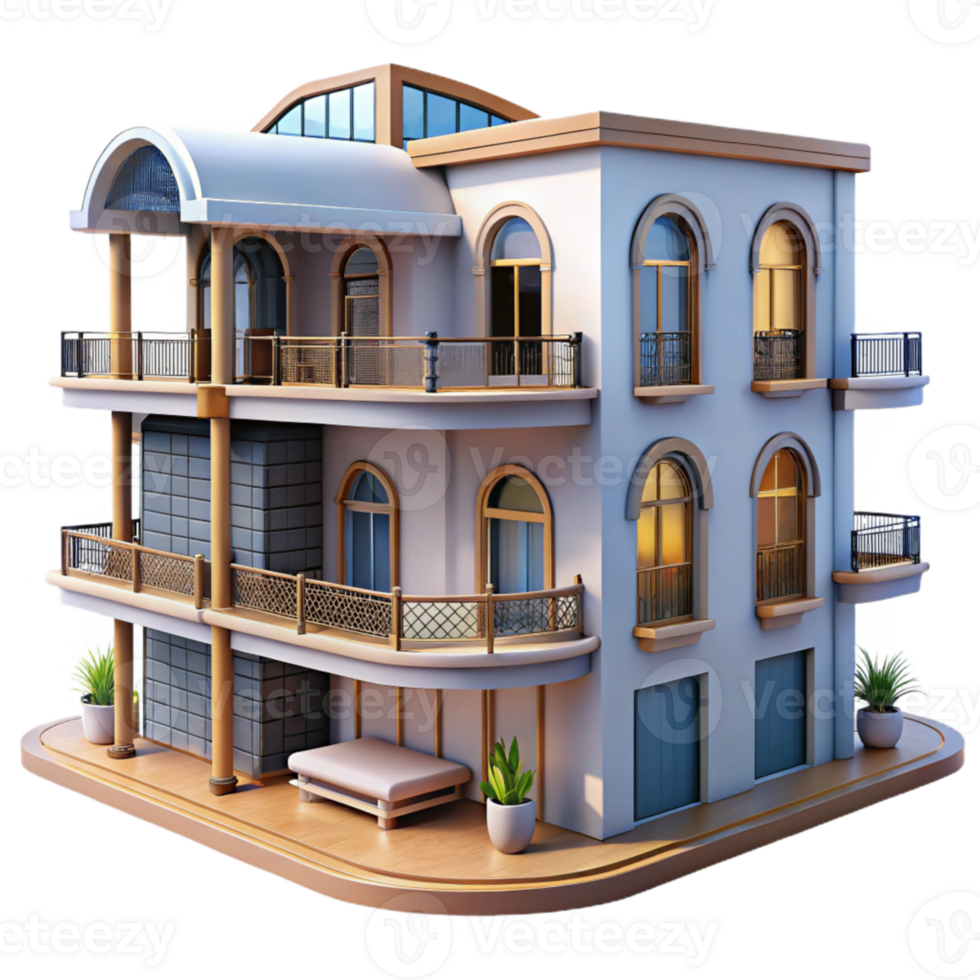 extraordinary contemporary Luxury Apartment with Balcony Isolated professional png