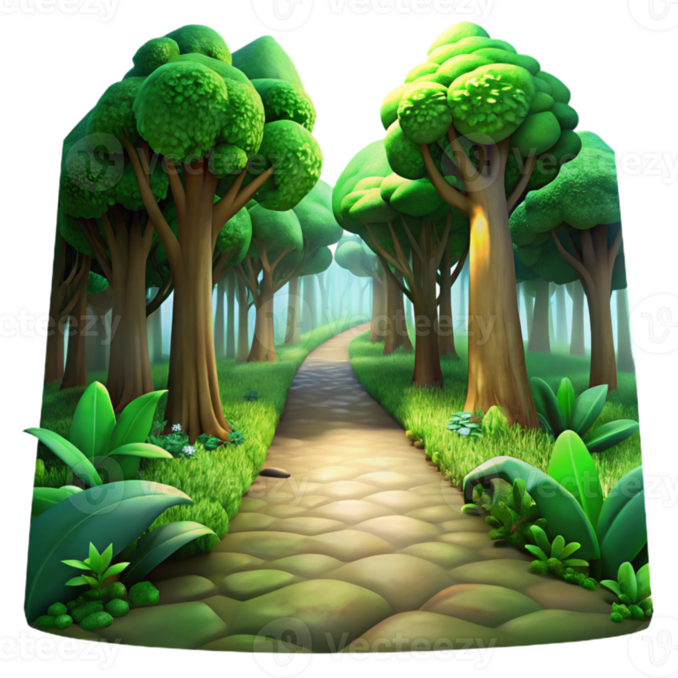 elegant modern Lush Green Forest Path with Sunlight Filtering Through Transparent Background exclusive png