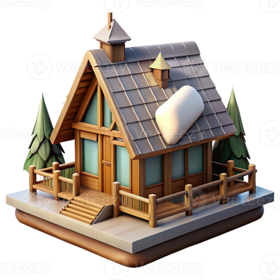 magnificent artistic Luxury Cabin with Mountain View Isolated exclusive png