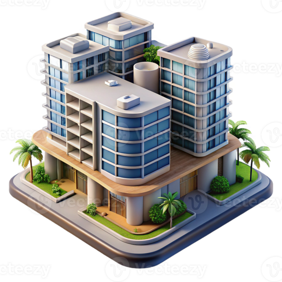 vibrant artistic Luxury Condo with City View Isolated 4K png