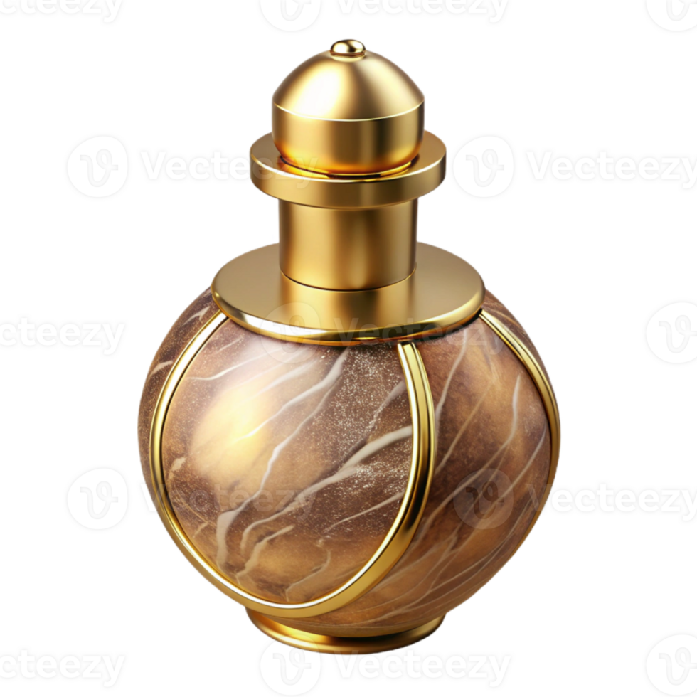 elegant creative Luxury Perfume Bottle Golden Cap Transparent Background high resolution png