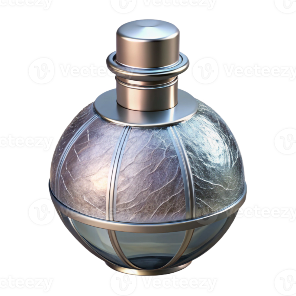 stunning rustic Luxury Perfume Bottle Silver Cap Transparent Background premium png