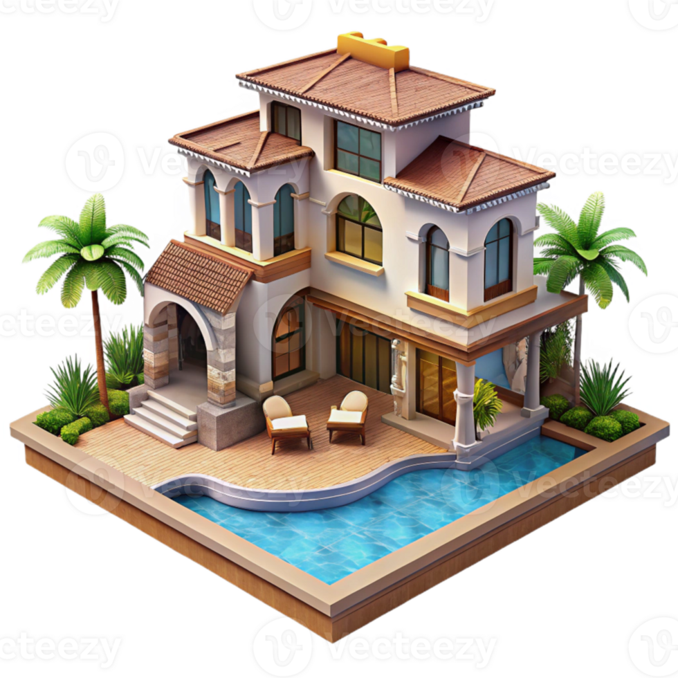 elegant abstract Luxury Villa with Pool Isolated exclusive png