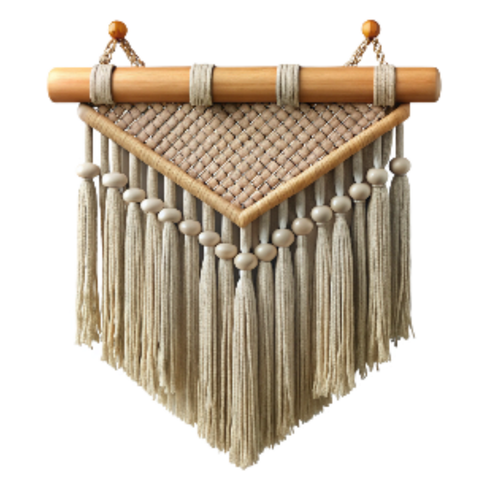 magnificent abstract Macrame Wall Hanging with Tassels Transparent Background high quality png