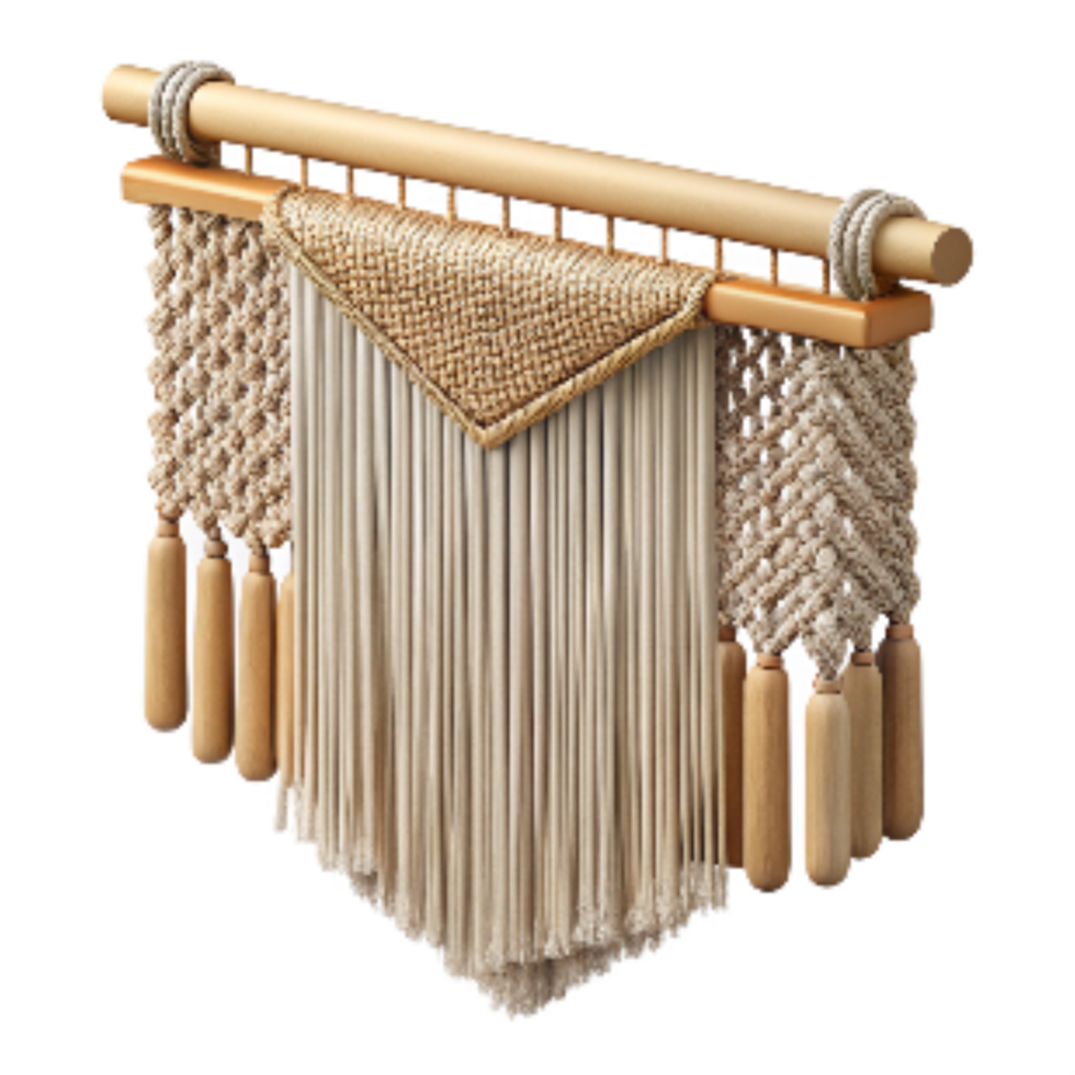 elegant abstract Macrame Wall Hanging with Tassels Transparent Background detailed png