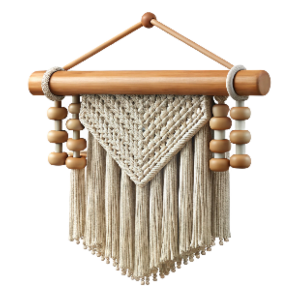 elegant traditional Macrame Wall Hanging with Tassels Transparent Background authentic png