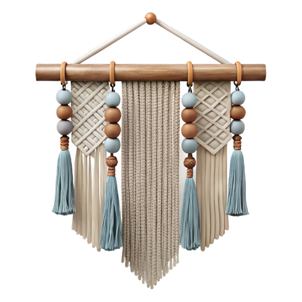 beautiful classic Macrame Wall Hanging with Tassels Transparent Background premium png