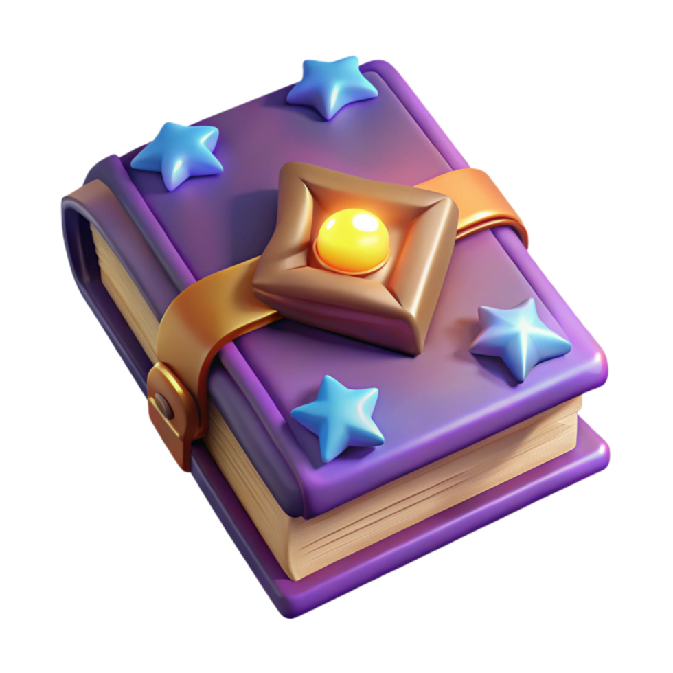 stunning classic Magic Book with Glowing Runes Transparent Element authentic png