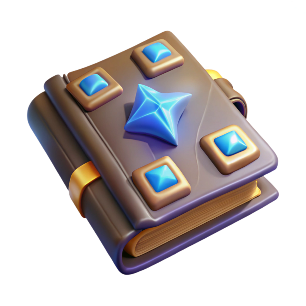 stunning minimalist Magic Book with Glowing Runes Transparent Element high resolution png