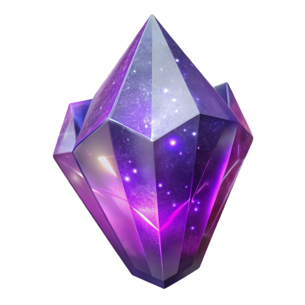 elegant minimalist Magic Crystal Purple with White Sparkles Transparent Background detailed png