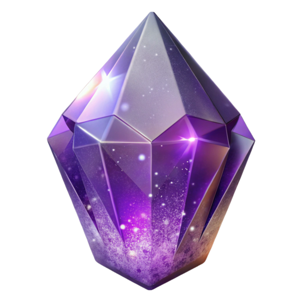impressive rustic Magic Crystal Purple with White Sparkles Transparent Background high quality png