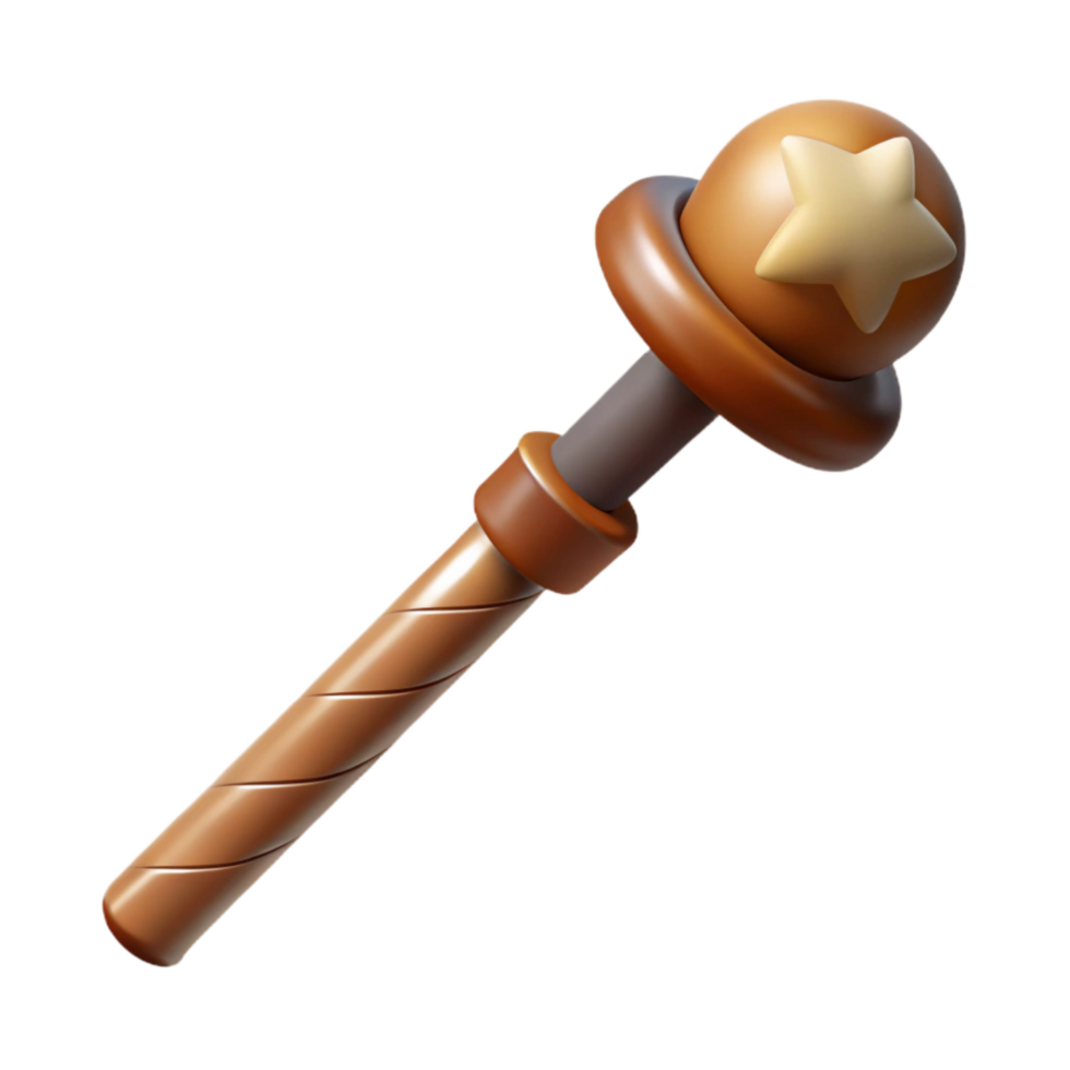 magnificent modern Magic Wand Brown Wood with Silver Tip Transparent original png