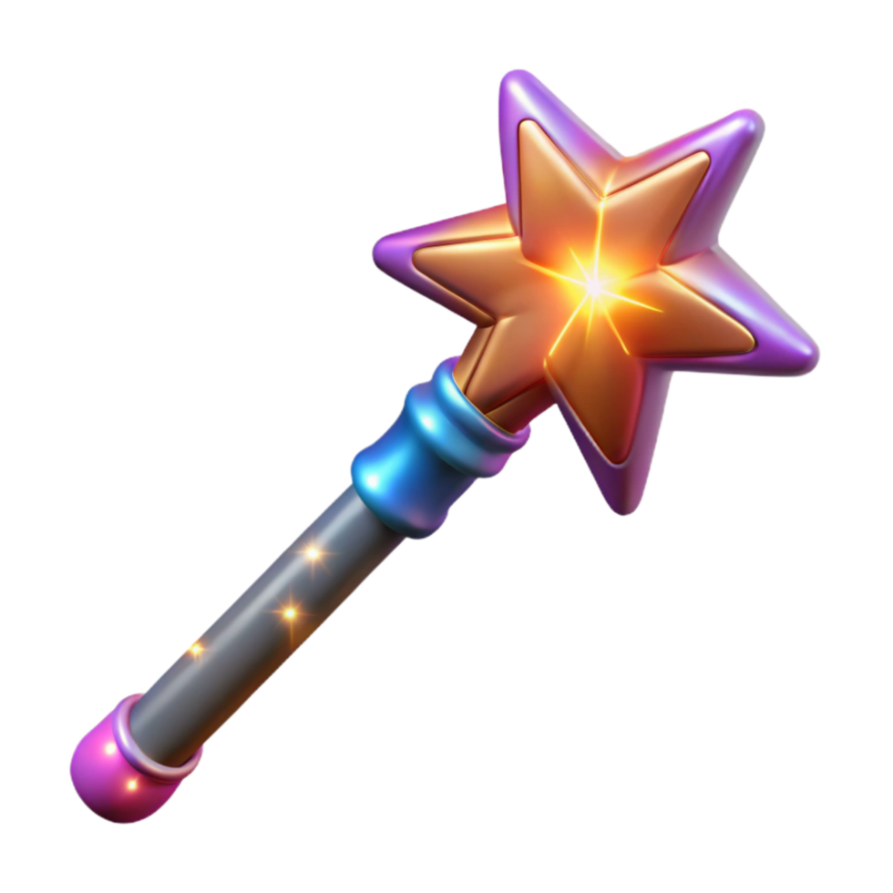 dramatic minimalist Magic Wand Sparkling Effect Transparent Background high quality png