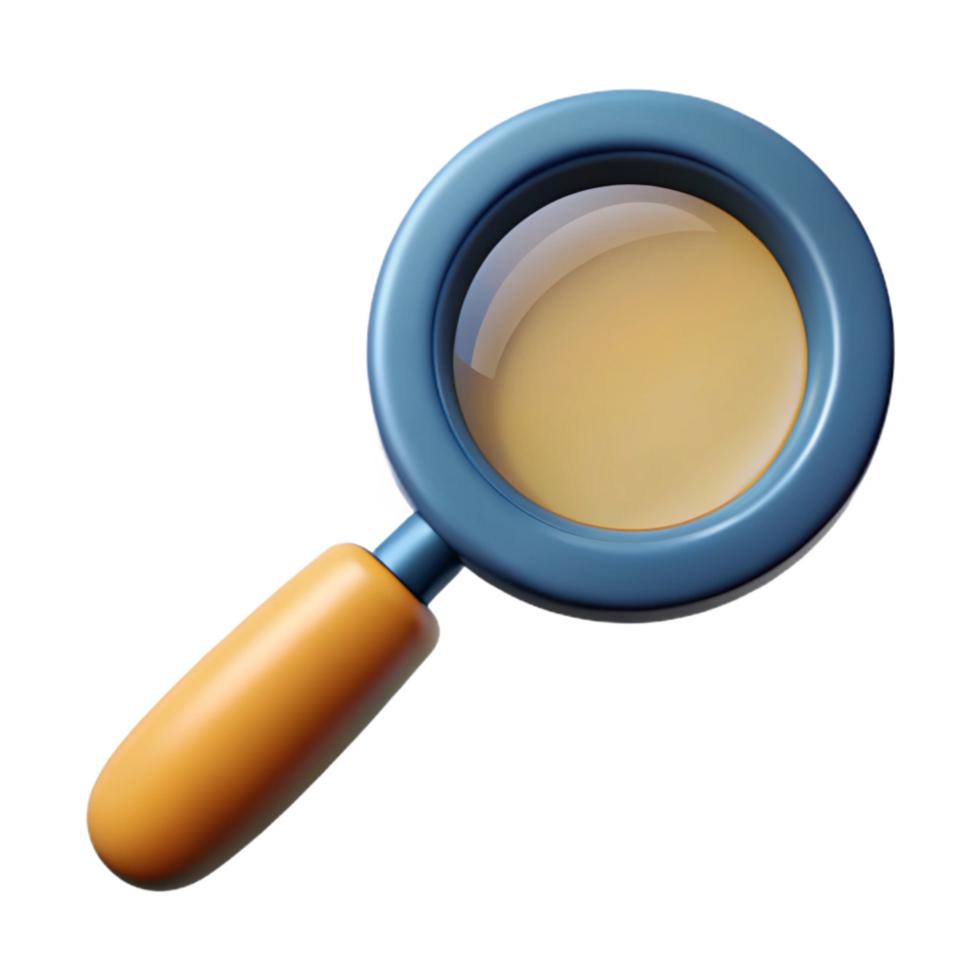 elegant traditional Magnifying Glass Examining Details Close Up View Cutout high resolution png