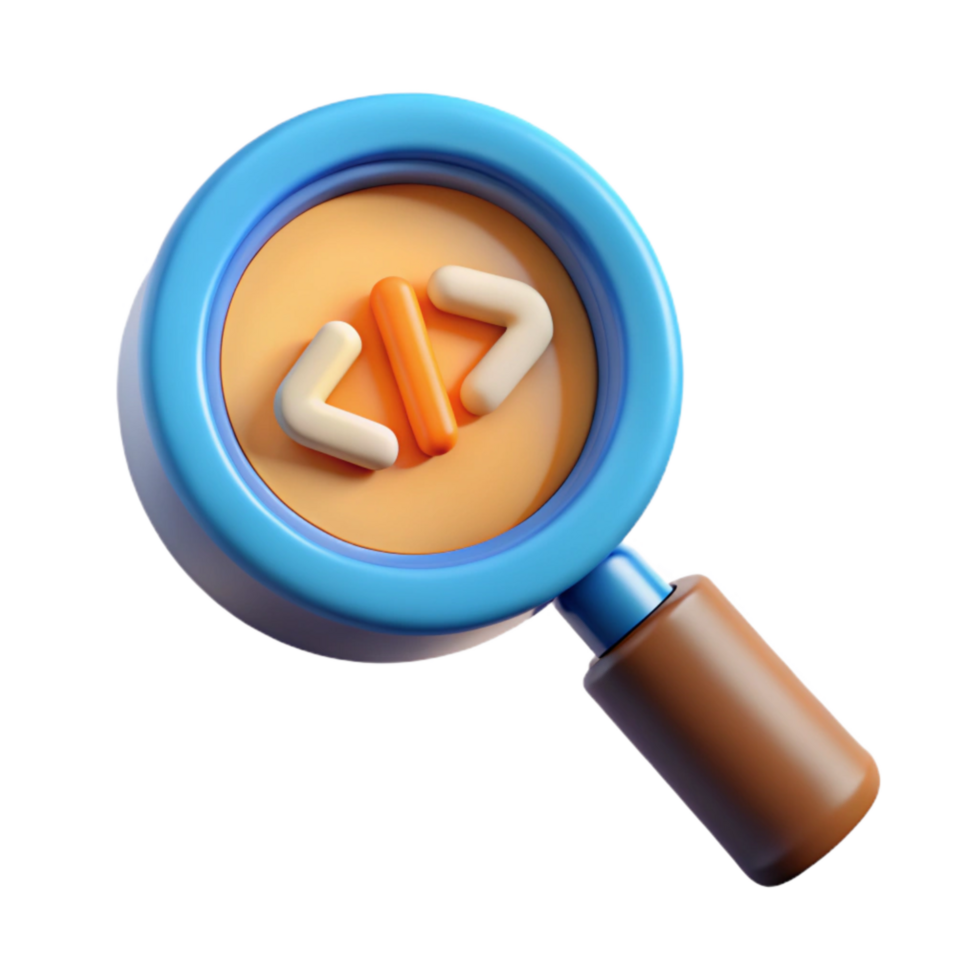 magnificent artistic Magnifying Glass Examining Code Transparent Background Cutout detailed png