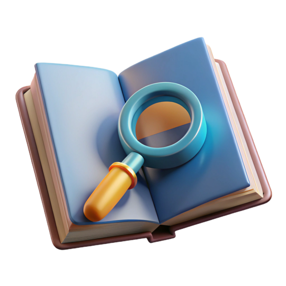 dramatic modern Magnifying Glass on Open Book Transparent detailed png