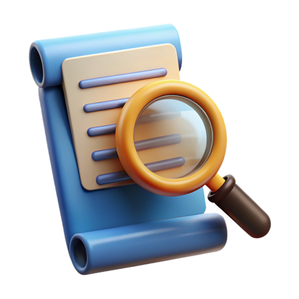 elegant artistic Magnifying Glass Over Contract Cutout detailed png