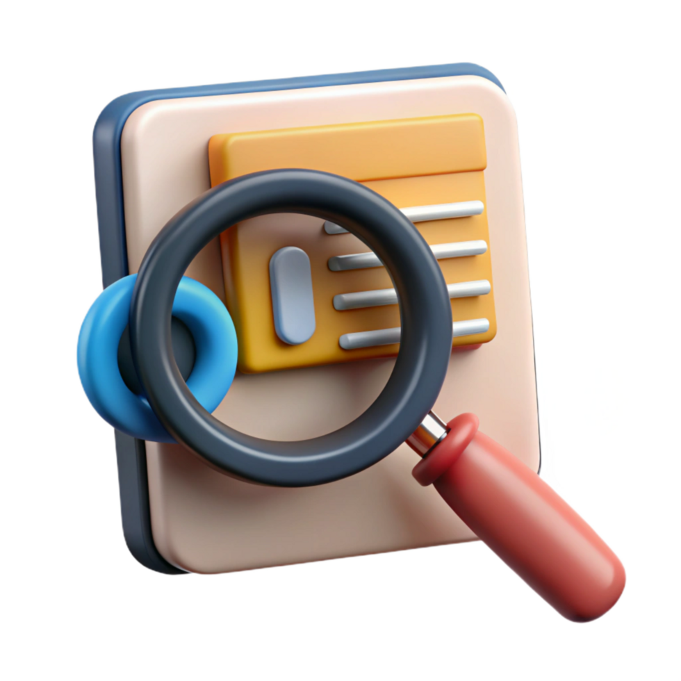 beautiful modern Magnifying Glass Over Online Course Text Isolated professional png