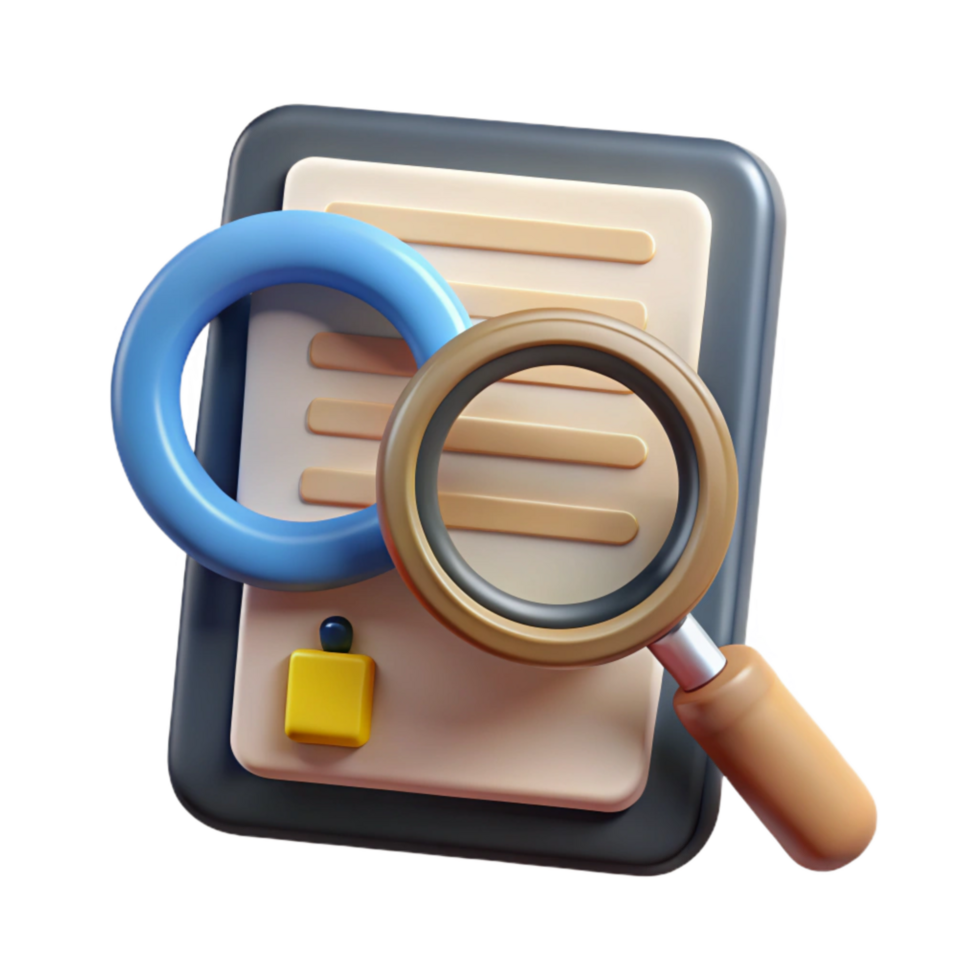 beautiful minimalist Magnifying Glass Over Online Course Text Isolated authentic png