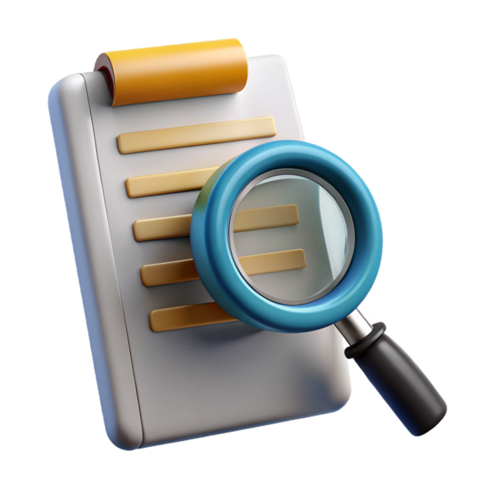 wonderful abstract Magnifying Glass with Document Transparent Background original png