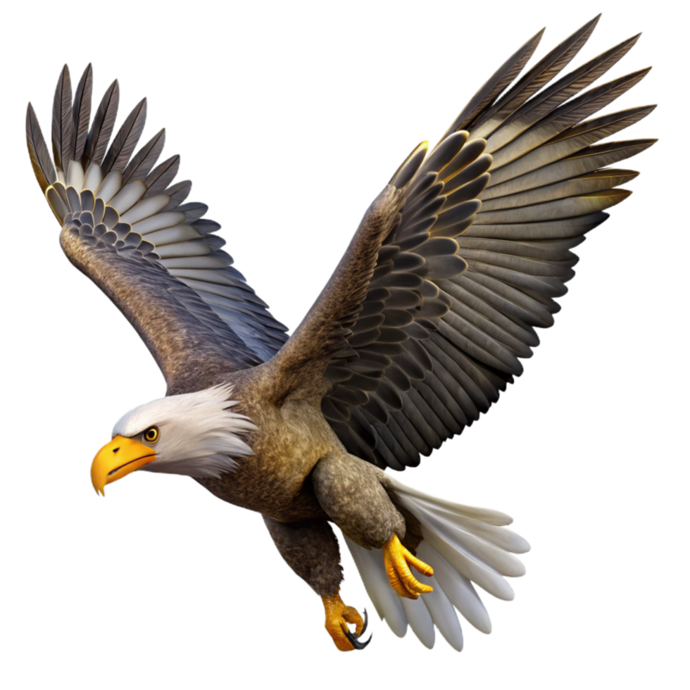 impressive artistic Majestic Bald Eagle in Flight Transparent high resolution png