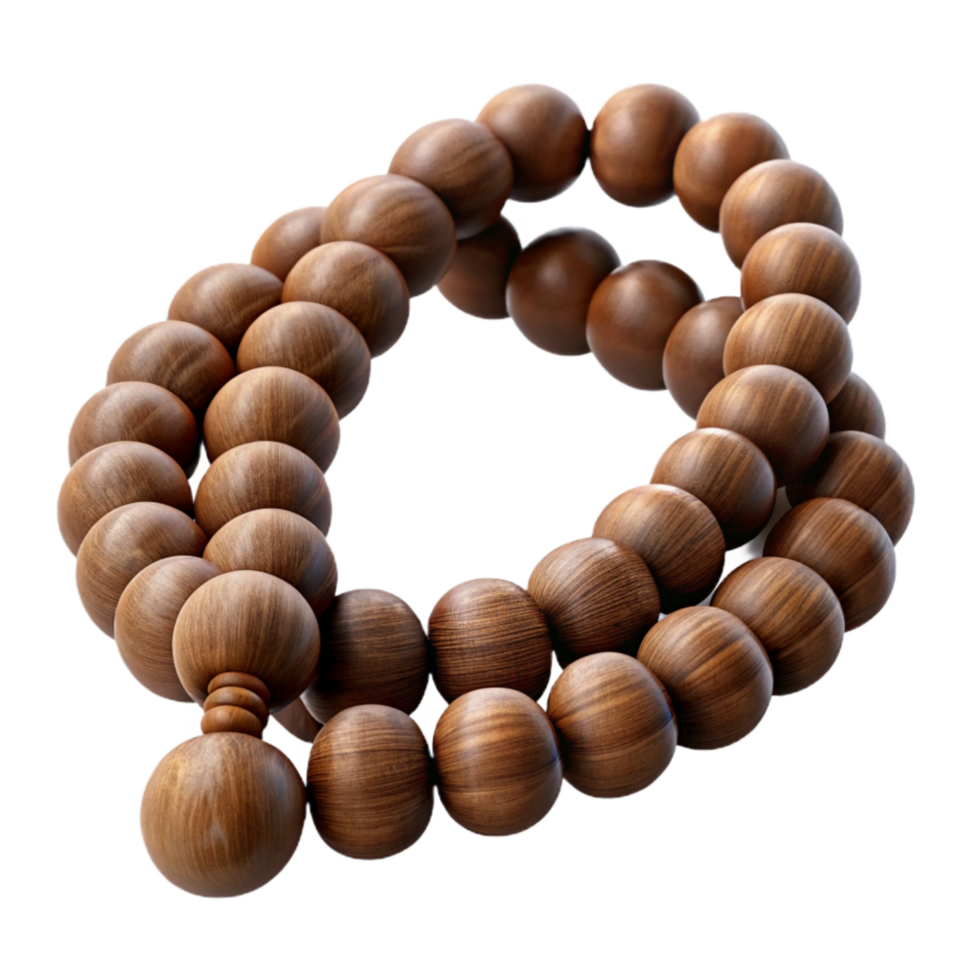 stunning artistic Mala Beads Wooden Brown Texture Transparent Background premium png