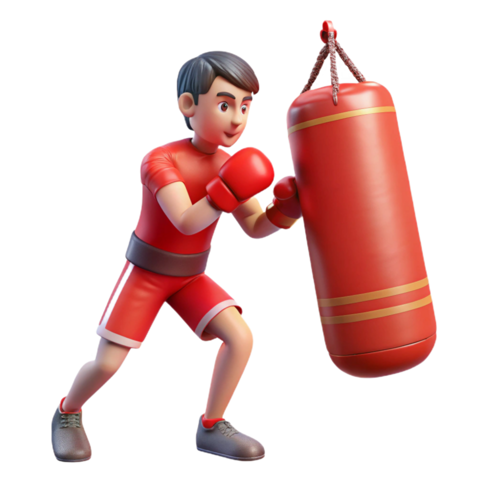 beautiful abstract Man Boxing Punching Bag Isolated Cutout detailed png