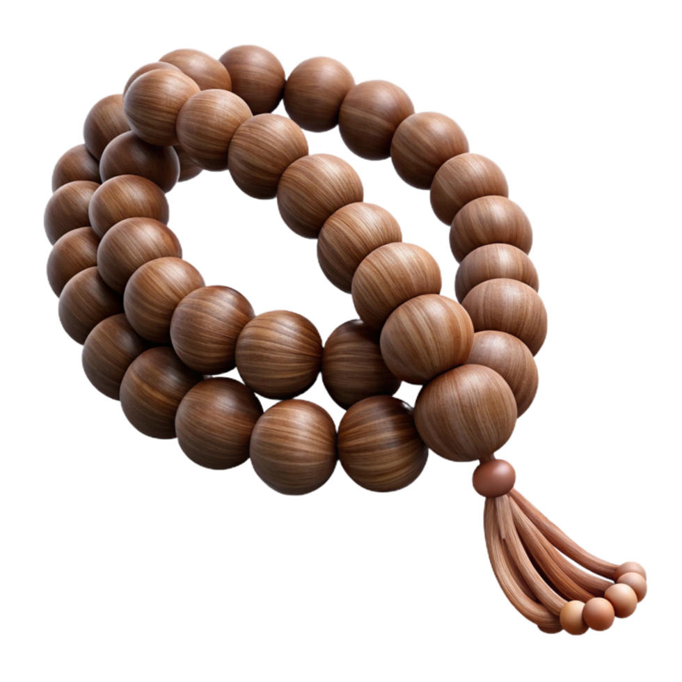 vibrant traditional Mala Beads Wooden Brown Texture Transparent Background high quality png