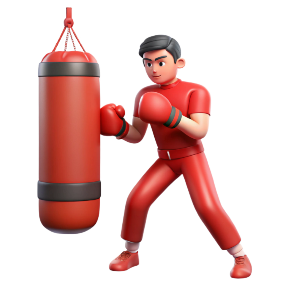 elegant abstract Man Boxing Punching Bag Isolated Cutout professional png
