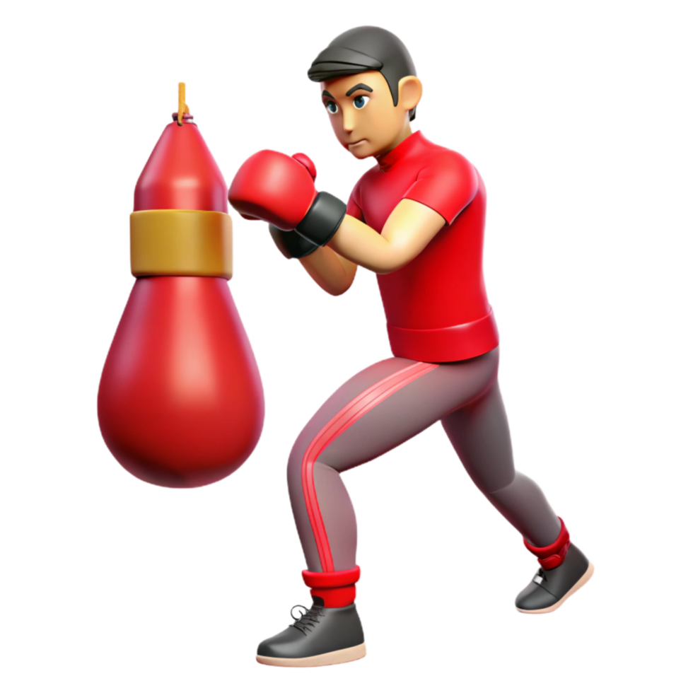 impressive rustic Man Boxing Speed Bag Red Color Cutout premium png