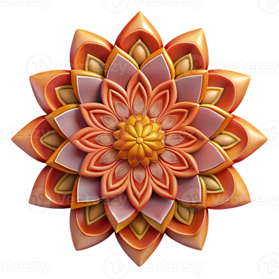 impressive abstract Mandala Design in Warm Colors Isolated Element detailed png