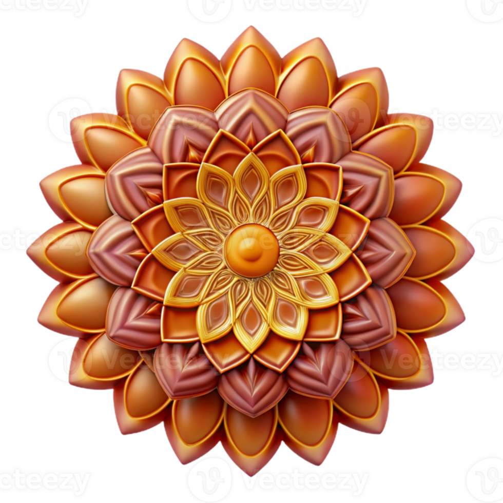 serene modern Mandala Design in Warm Colors Isolated Element 4K png