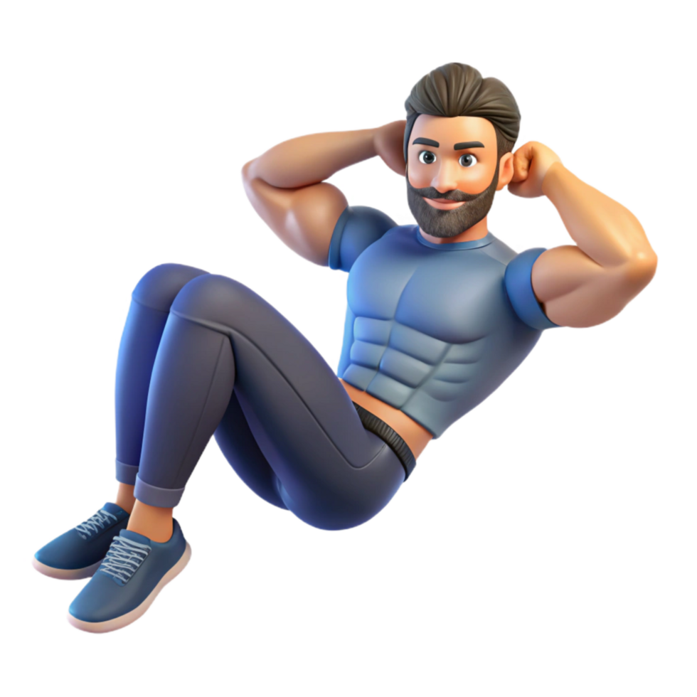 extraordinary vintage Man Doing Crunches Front View Transparent Background premium png