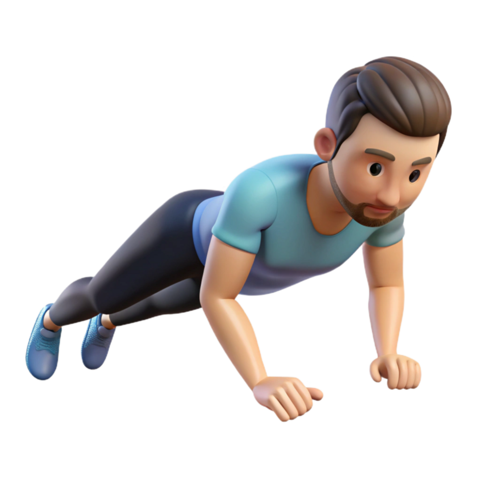 impressive abstract Man Doing Plank Exercise Isolated Cutout high quality png