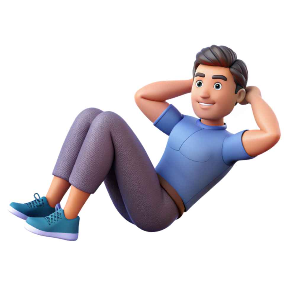 impressive artistic Man Doing Crunches Isolated Cutout high quality png