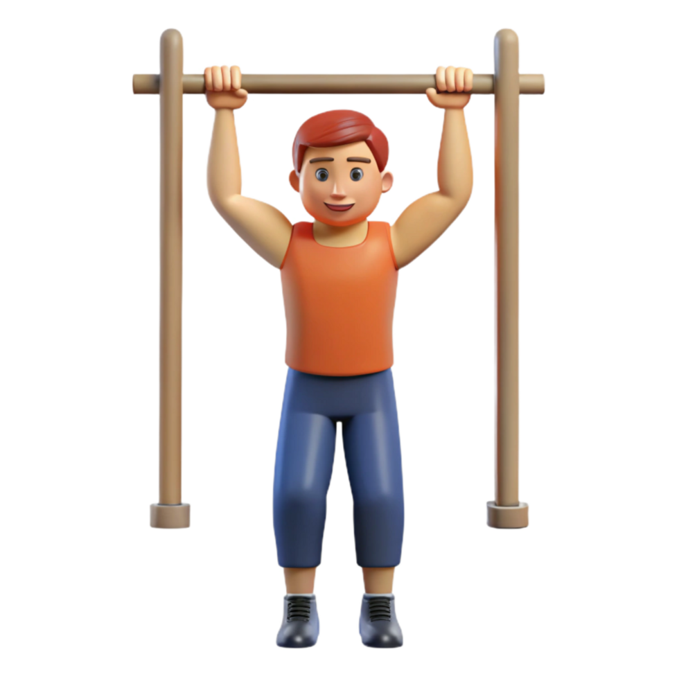 magnificent abstract Man Doing Pull Ups Front View Isolated Cutout high quality png