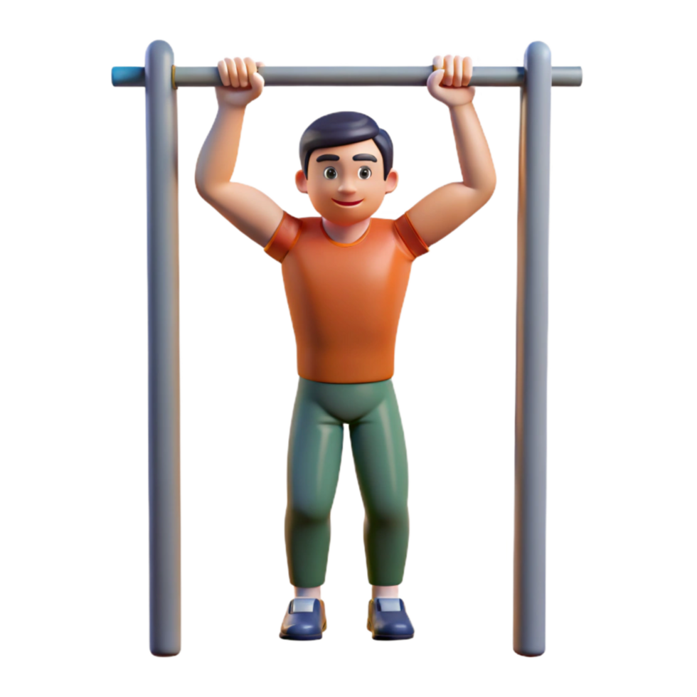 extraordinary artistic Man Doing Pull Ups Front View Isolated Cutout 4K png