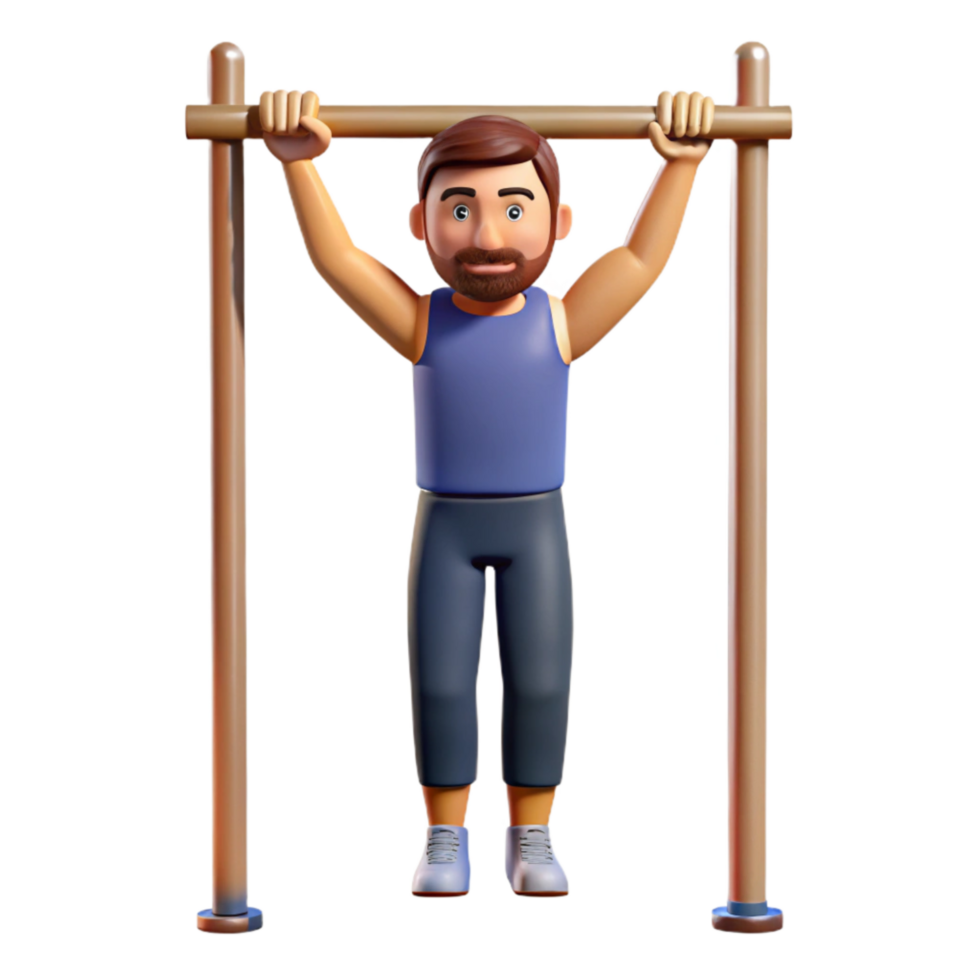 wonderful creative Man Doing Pull Ups Front View Isolated Cutout 4K png
