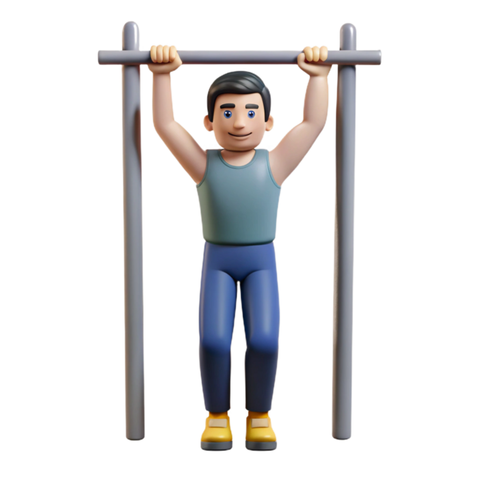 extraordinary classic Man Doing Pull Ups Front View Isolated Cutout detailed png