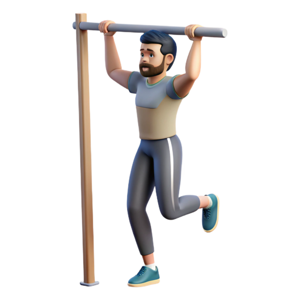 impressive contemporary Man Doing Pull Ups Front View Isolated Cutout exclusive png