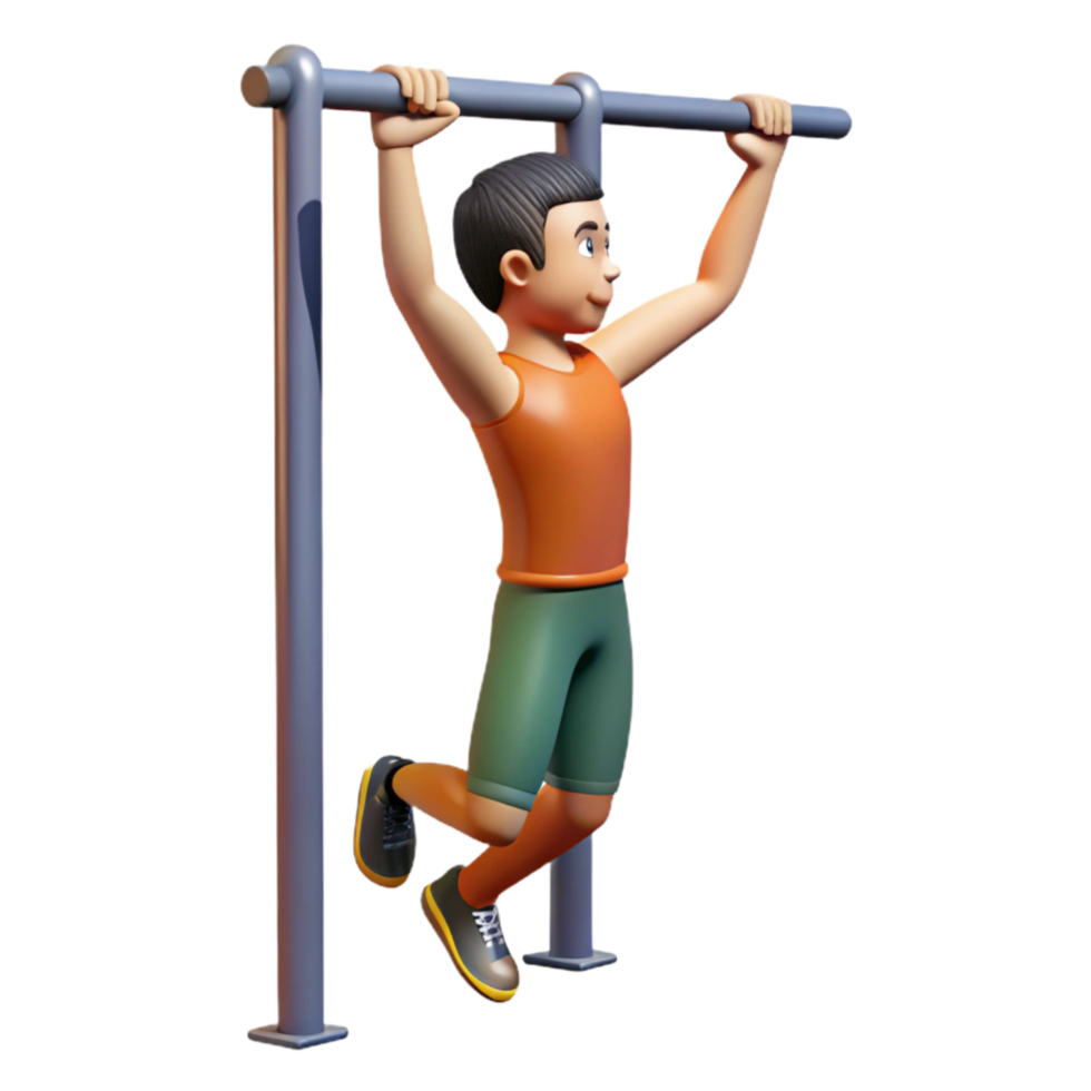 magnificent abstract Man Doing Pull Ups Front View Isolated Cutout professional png