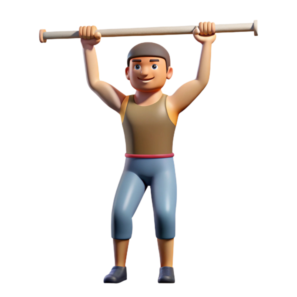 elegant creative Man Doing Pullups Wide Grip Isolated detailed png