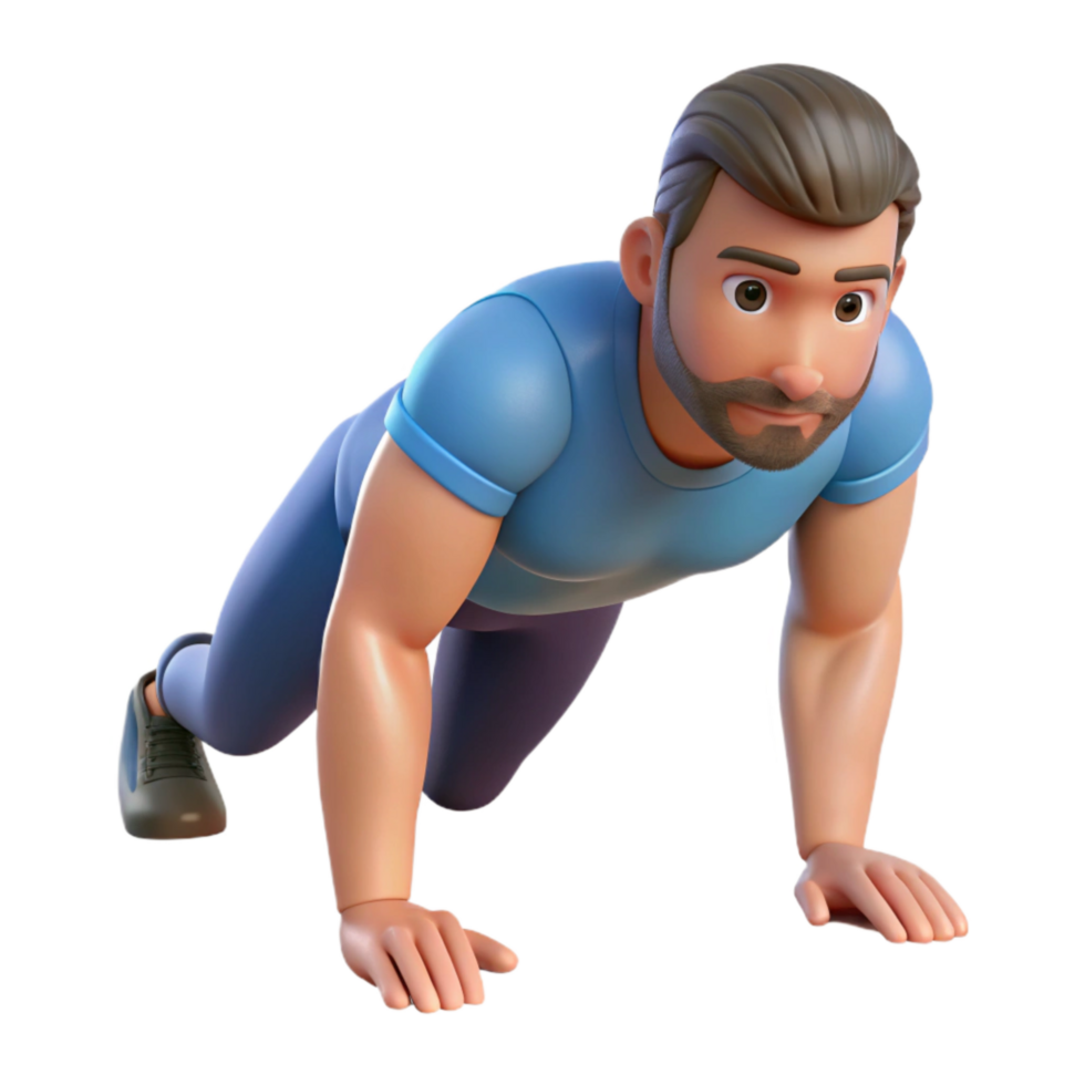 vibrant abstract Man Doing Push Ups Side View Transparent Background high resolution png