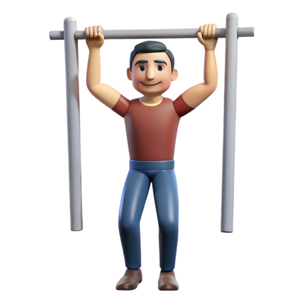 beautiful artistic Man Doing Pullups Wide Grip Isolated professional png