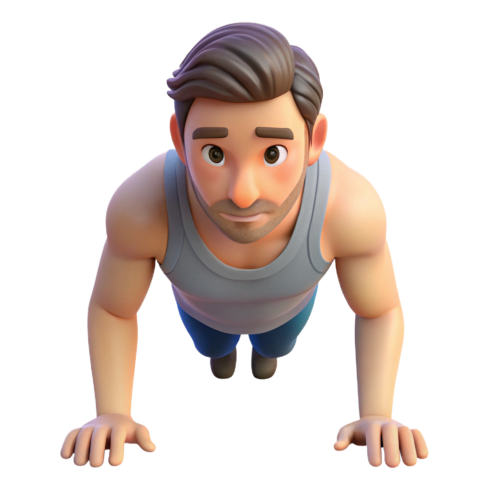 magnificent modern Man Doing Push Ups Side View Transparent Background high quality png