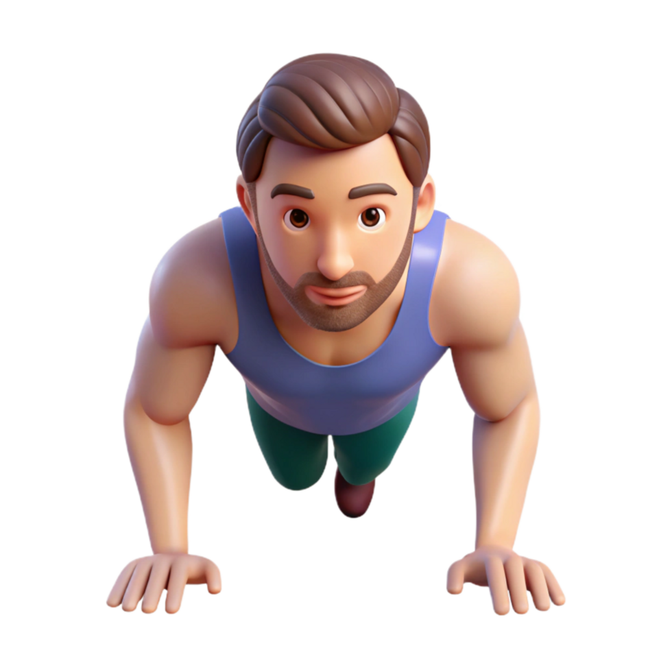 elegant creative Man Doing Pushups Front View Isolated exclusive png