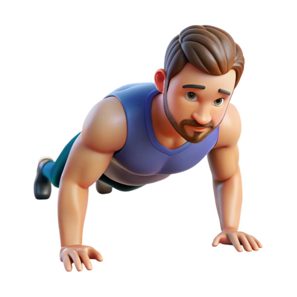 wonderful vintage Man Doing Push Ups Side View Transparent Background high quality png