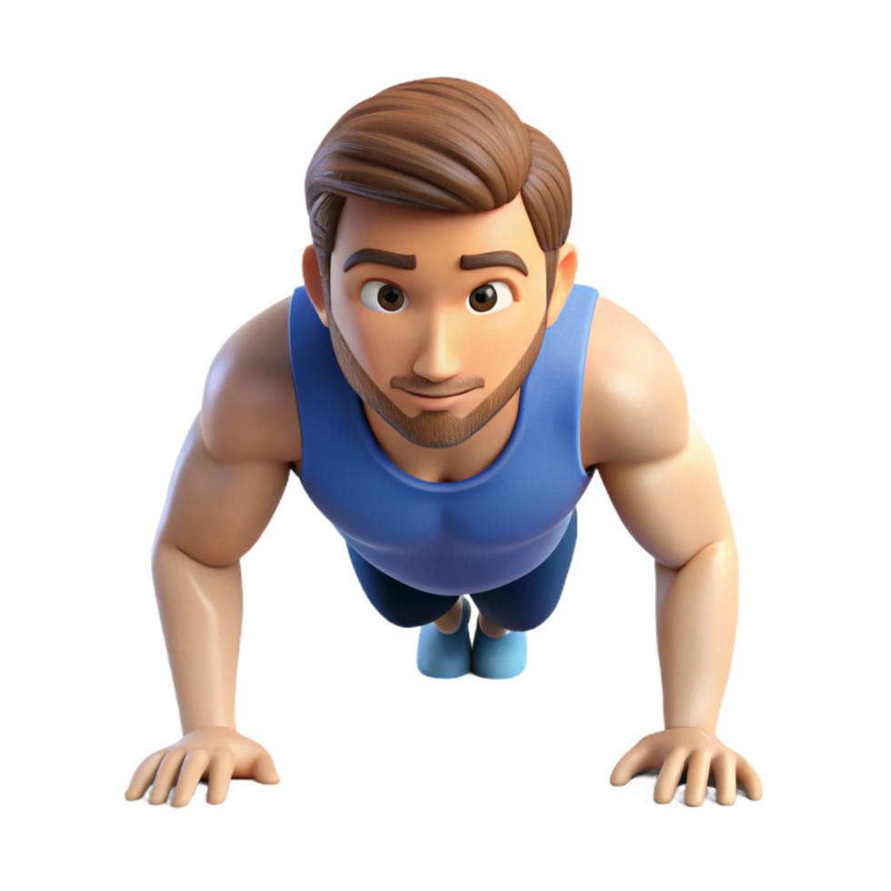impressive abstract Man Doing Pushups Front View Isolated high resolution png