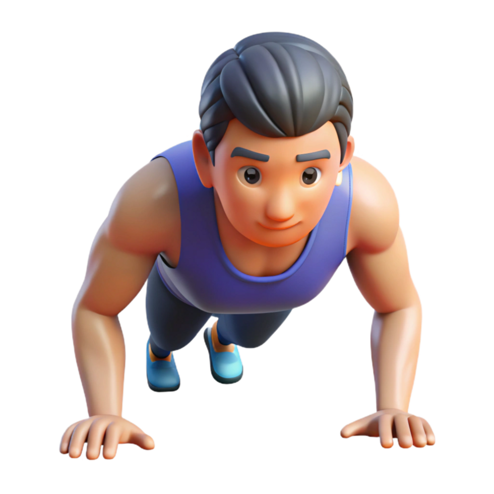 stunning artistic Man Doing Pushups Front View Isolated detailed png